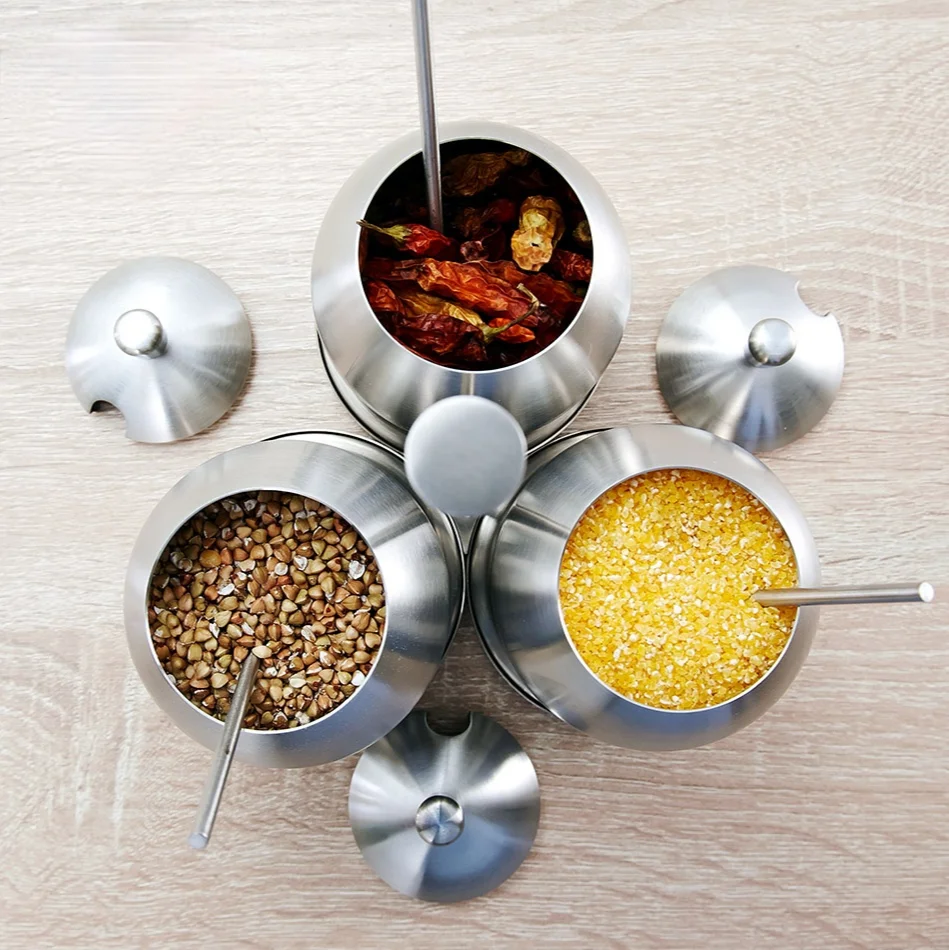 

Creative European 304 stainless steel Dan shaped seasoning tank seasoning box seasoning bottle multi purpose kitchen appliance