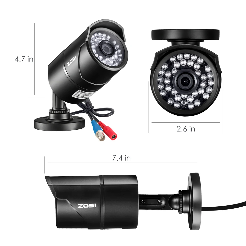 ZOSI 1080P аналоговая/AHD/TVI/CVI камера видеонаблюдения HD 2.0MP Всепогодная 100ft День Ночь домашняя CCTV камера безопасности