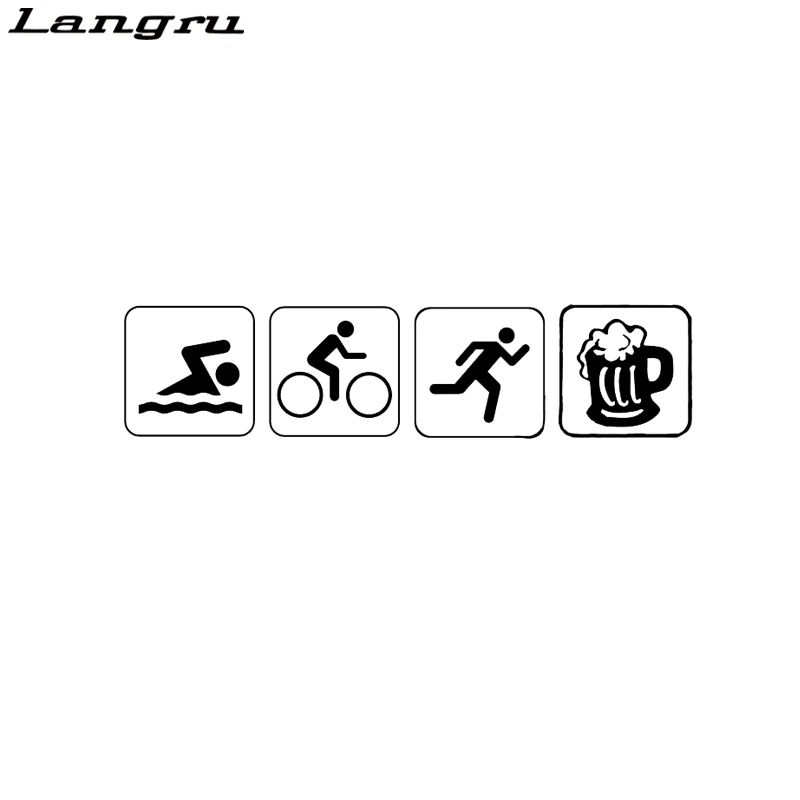 Забавная наклейка на бампер Триатлон велосипед для плавания и пиво