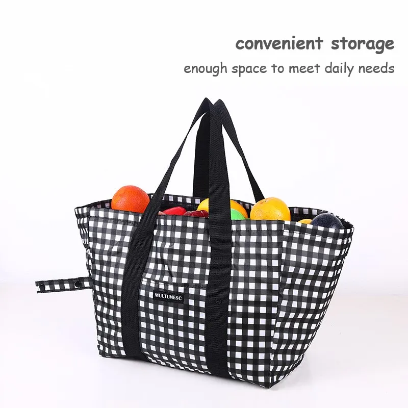 

Stylish Foldable Shopping Bag Reusable Eco-friendly Waterproof Tote Thermal Insulation Ice Bag Food Storage Bag Travel Picnic