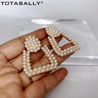 totasally fashionable women earrings gorgeous hyperbole simulated pearl big geo earrings lady statement jewelry dropship