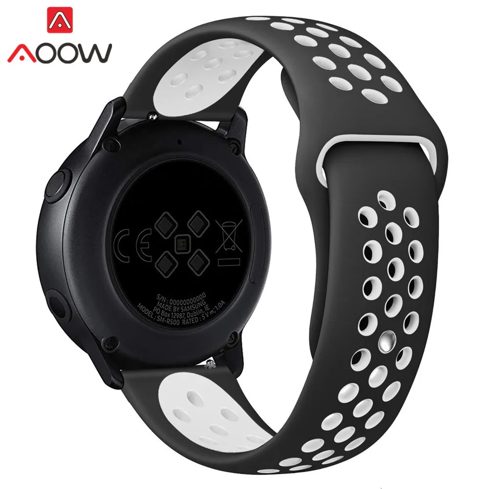20 мм силиконовый спортивный ремешок для samsung Galaxy Watch Active 42 мм gear S2 Amazfit bip Мягкий ТПУ дышащий браслет ремешок