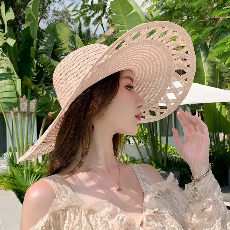 

Women Summer Sun Visor Wide-brimmed Hat Beach Hat Adjustable Uv Protection Female Cap Packable