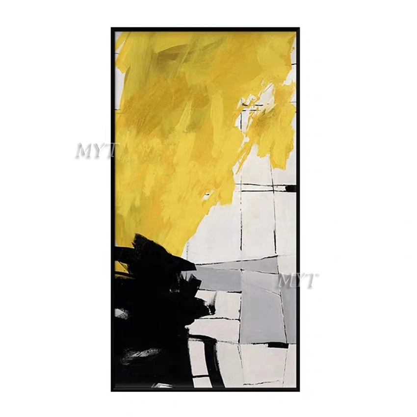

Gold And Black And White Abstract Oil Painting On Canvas Living Room Home Pictures Wall Art Oil Paintings 100% Handpainted