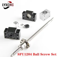 sfu1204 set 250 350 450 550 600 800mm rolled ball screw c7 with end machined1204 ballnut housingbkbf10 support seatcoupler