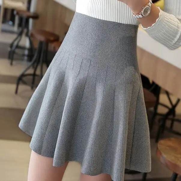 Женская трикотажная юбка на осень и зиму сексуальная однотонная короткая с