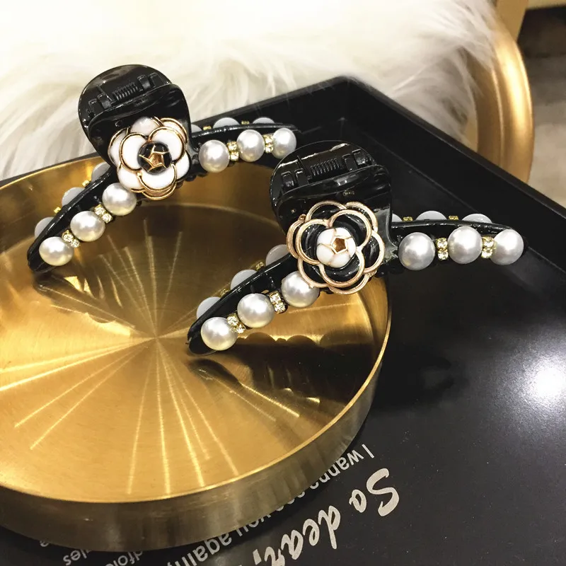 

Корейский большой зажим шпилька для волос заколка для волос Камелия заколка для волос цветок Жемчуг Шпилька для женщин