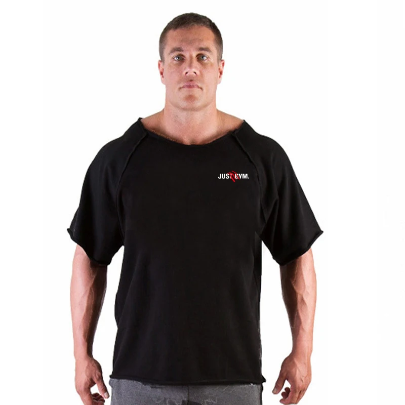 

2021 New brand Clothing fitness Running t shirt men O-neck t-shirt cotton bodybuilding Sport loose tops gym men oversized Tees