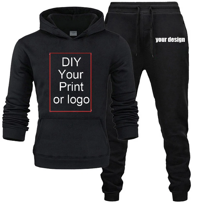 

Костюм спортивный мужской из двух предметов, с капюшоном и принтом на заказ