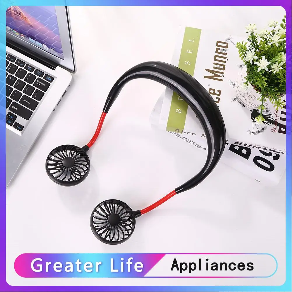 

USB Rechargeable Wearable Portable Mini Hand Free Fan Personal Neckband Fan