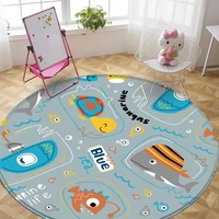 cartoon carpet anti slip flannel carpet mat for children living room rugs round carpet with cute carpet pattern alfombra babymat