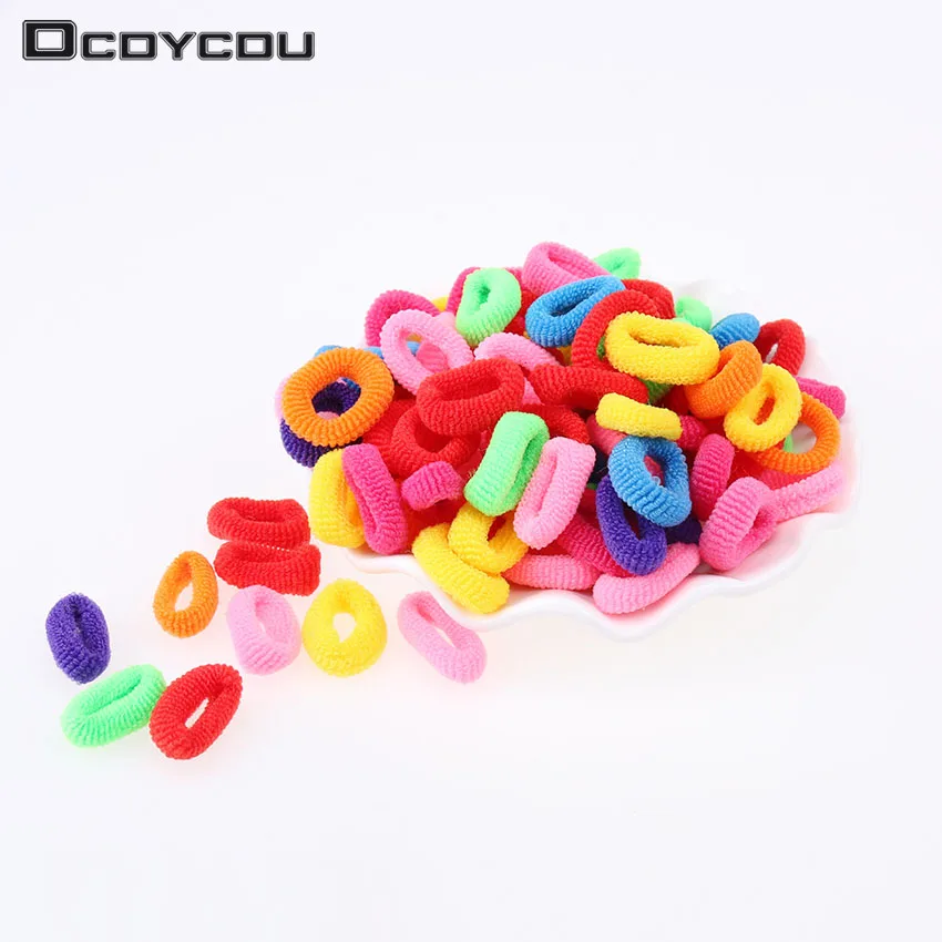 

200 Pcs Colorful Child Kids Hair Holders Cute Rubber Hair Band Elastics Accessories Girl Women Charms Tie Gum