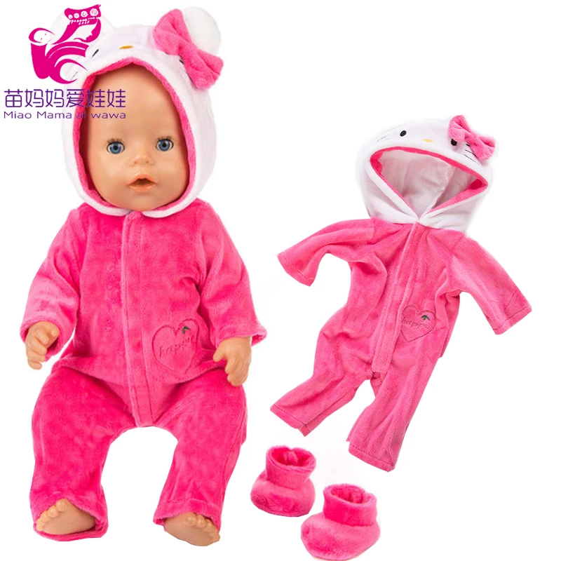 Фото Одежда для кукол 43 см комбинезон новорожденных розовый меховой пижамный