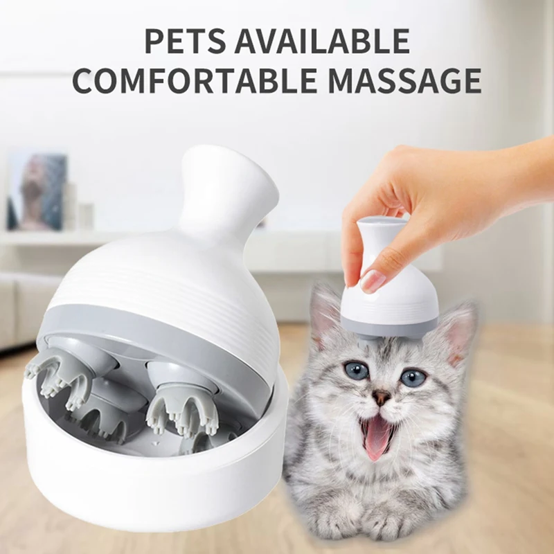 

Cat Massage Tool Pet Intelligent Cats Automatic Rotate Charging Cat 3D Head Massager With Replacement Heads Dogs Cats Toys A