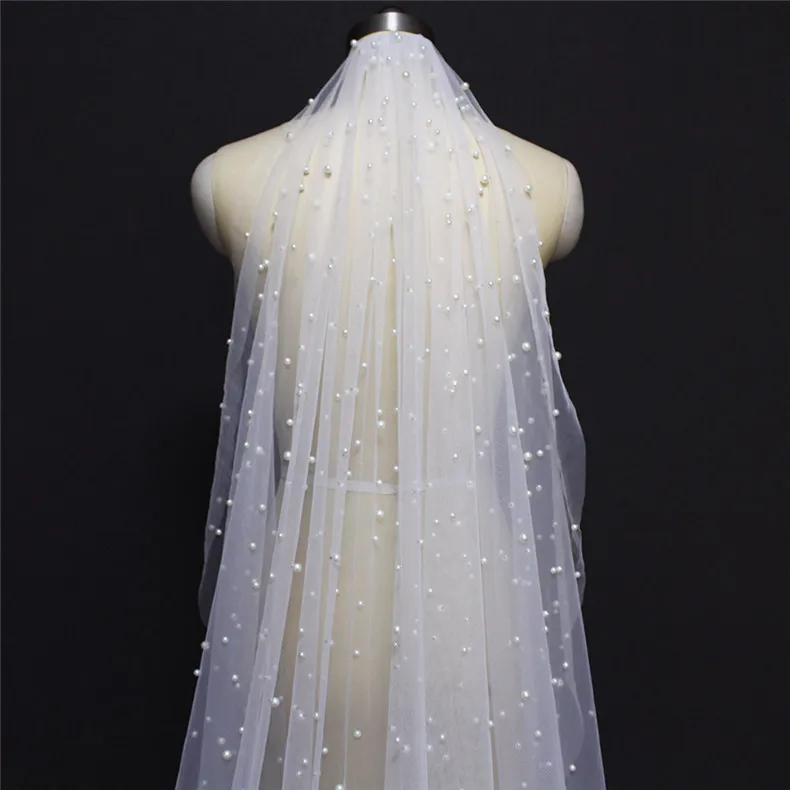 Beautiful Pearls One Layer 4M Bridal Veil Cathedral 4 Meters Wedding with White/Champagne | Свадьбы и торжества