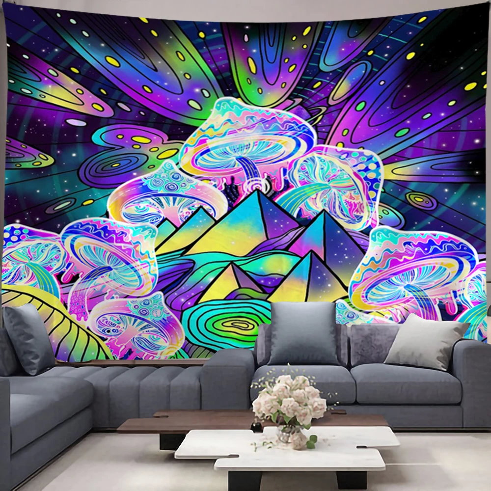 

Psychedelic Mushroom Macrame Tapestry Kawaii Room Decor Tapestry Wall Hanging Witchcraft Boho Decor Tapestry