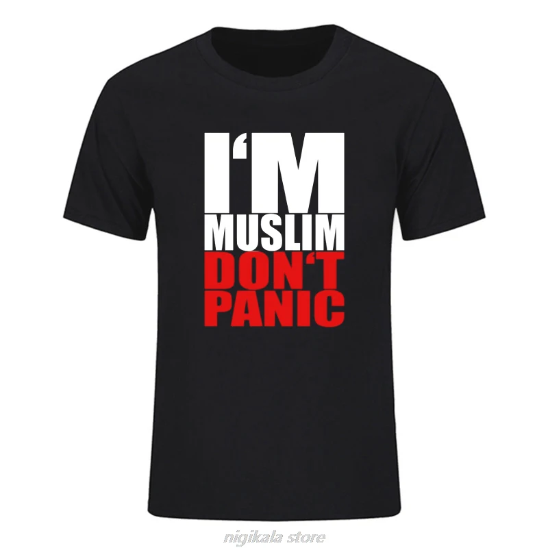 

Brand Mens T SHIRT I AM MUSLIM DO NOT PANIC Islam Moslem printing 100% cotton Summer T-Shirt Plus Size XS-3XL