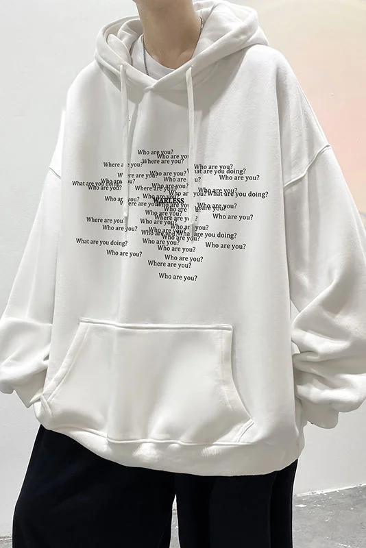 Мужской свитер с капюшоном черный плюшевый топ буквами Повседневная Уличная