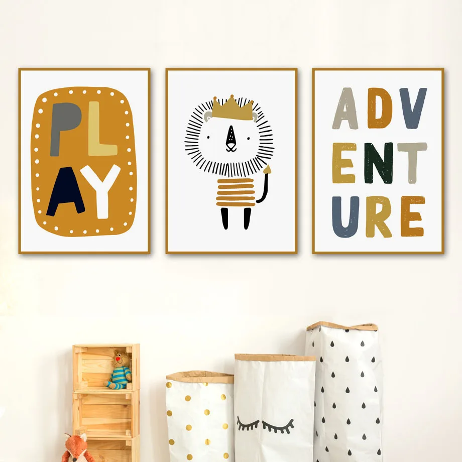 Алфавит радужная дверь Лев птица гостиная домашний декор плакат картина