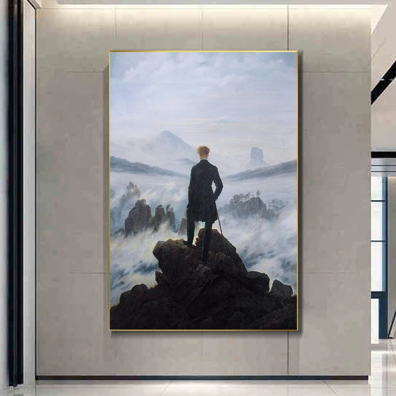 

Famous Wanderer Above The Sea of Fog Oil on Canvas Painting Art Posters and Prints Cuadros Wall Art Pictures for Living Room
