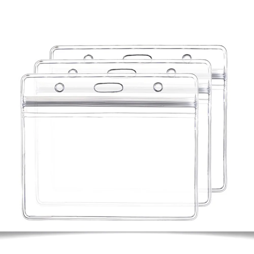 

10pcs Transparent Waterproof Business ID Badge Holder for Office School (Horizontal Pattern)