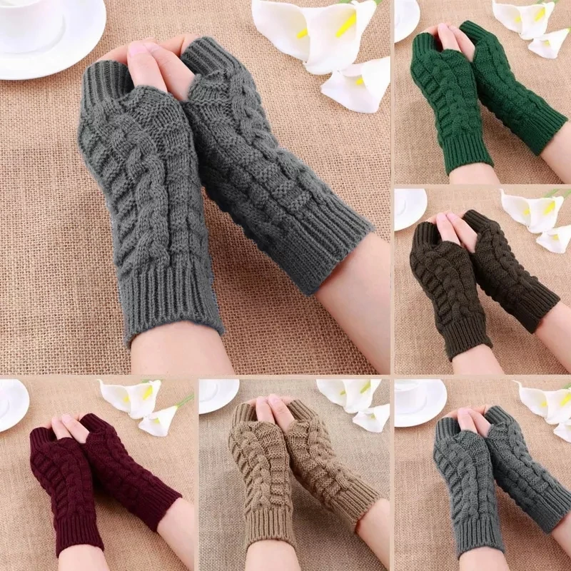 

Winter Gloves Arm Crochet Knitting Faux Wool Mitten Warm Comfortable Fingerless Glove Stylish Hand Warmer Lady Gloves
