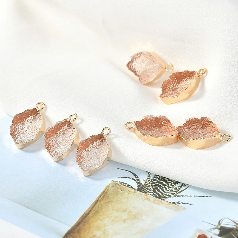 Прозрачный ремешок с имитацией руды и листьев подвесной полимерный кулон серьги