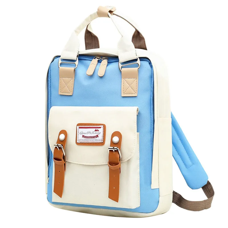 Blue School Backpacks For Teenagers High Quality Women Waterproof Mum Bag Multi-function Backpack Wild Large Capacity E7 - Цвет: Blue