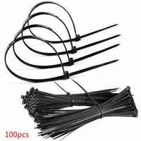 100pcsbag 3x150mm self locking plastic nylon cable tie with black fastening ring