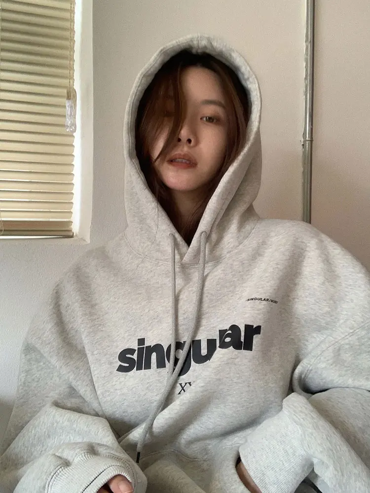 

Свитшот женский с капюшоном, серая Свободная кофта большого размера для весны и осени, 2021