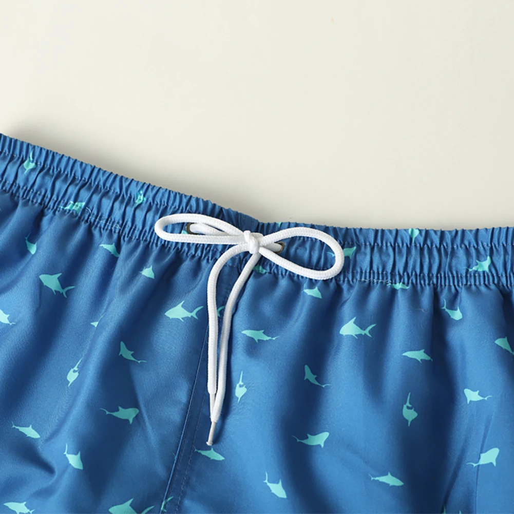 

Summer Flamingo Shark Men Shorts Quick Drying Sport Drawstring Beach Swim Trunks Polyester Hand Wash with Pockets Loose Casual