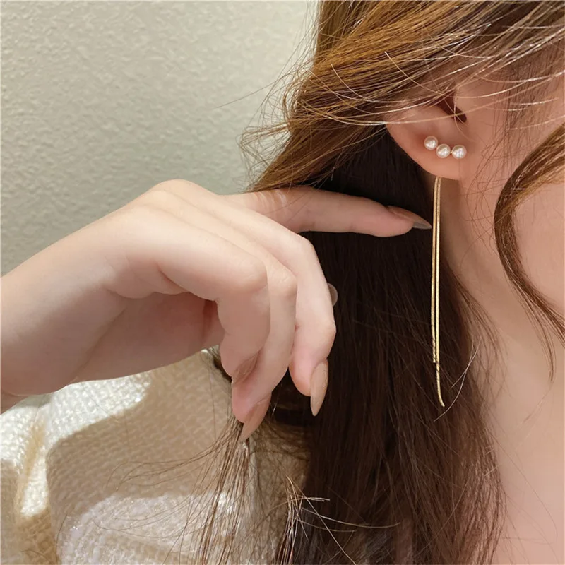 

Fashion Pearl Gold Tassel Korean Trend 2021 Ladies Earrings Temperament Women Earrings Wedding Birthday Jewelry Gift