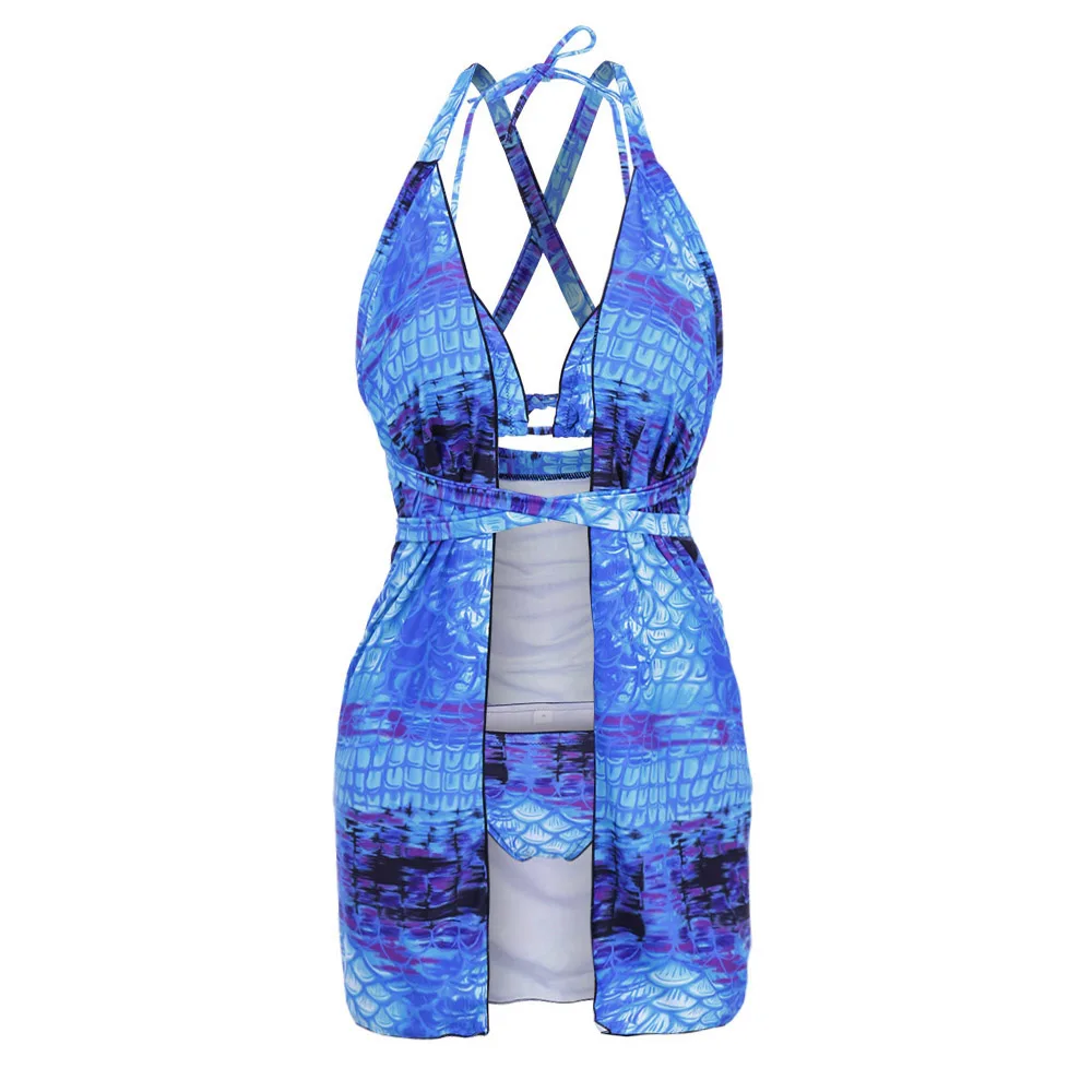Женский купальник бикини из 3 предметов с градиентным принтом русалки Новый
