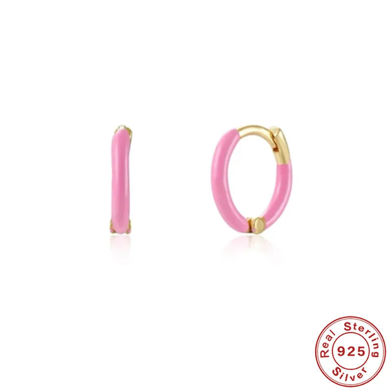 

BOAKO Color Dripping Oil 925 Sterling Silver Earrings For Women Hoop Earrings Piercing Pendientes Mom Gift 2021 Trend Vintage