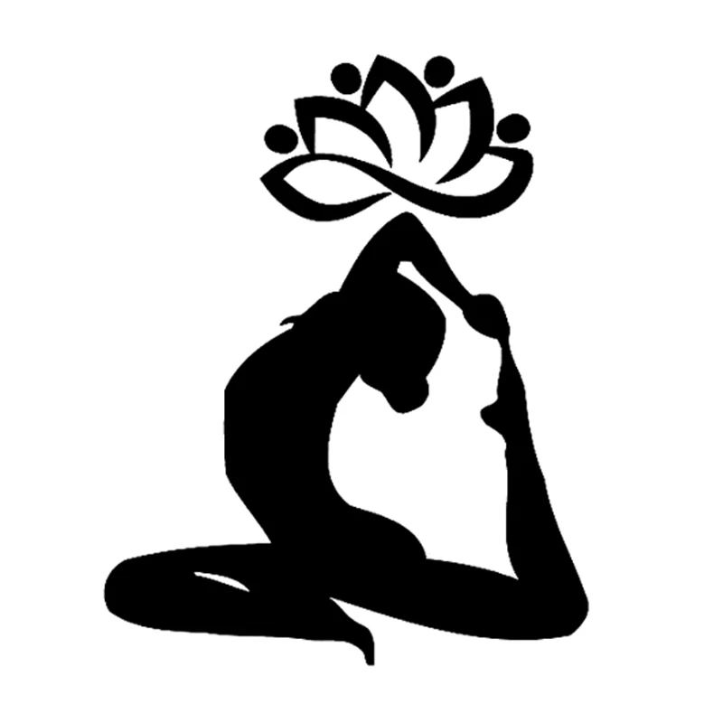 

Interesting Decoration Lotus and Yoga Girl Gymnastics Sports Black Vinyl Motorcycle Car Bodywork Windshield Sticker PVC14x11cm