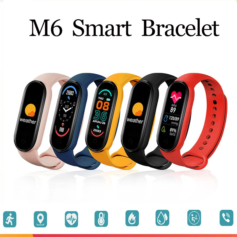Смарт браслет M6 для мужчин и женщин спортивный фитнес трекер пульсометр тонометр