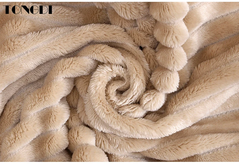 Модное однотонное вертикальное мягкое теплое легкое Флисовое одеяло TONGDI на