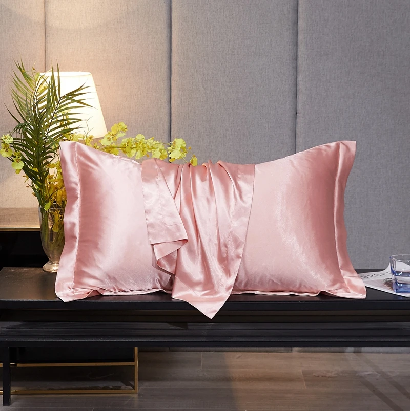 

2Pcs Emulation Mulberry Silk Pillows Case Solid Color Soft Cushion Cover Chair Seat Decor Pillowcase silk Pillow Cases 48x74cm