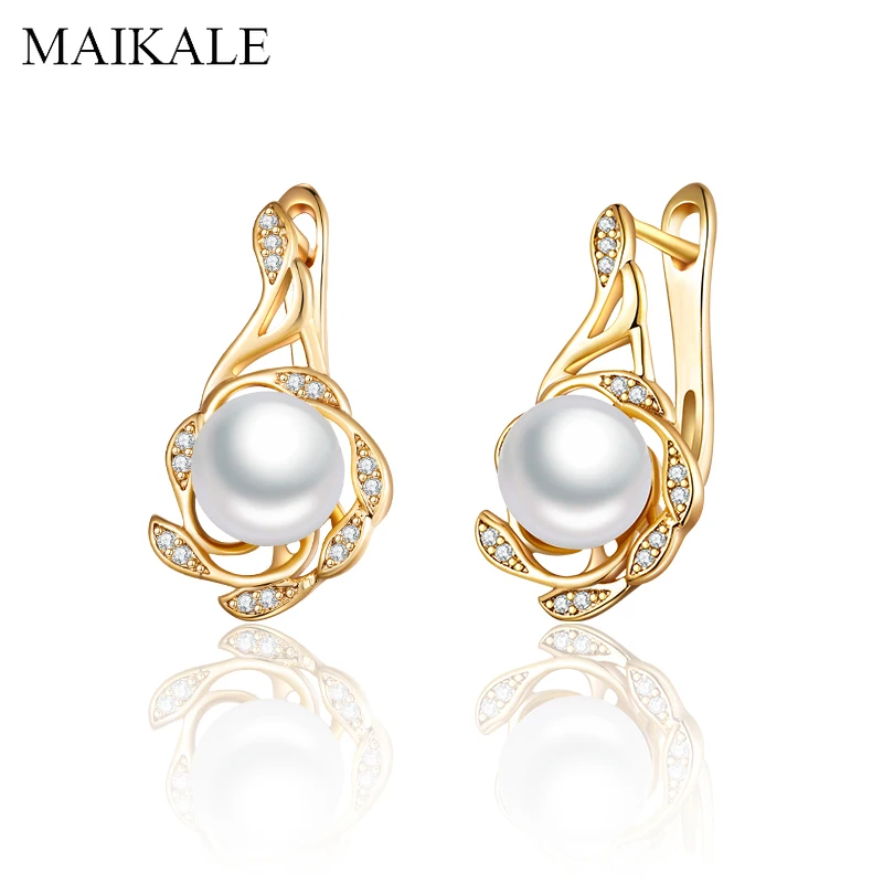 Женские серьги с цветком MAIKALE популярные гвоздики золотистого/серебристого