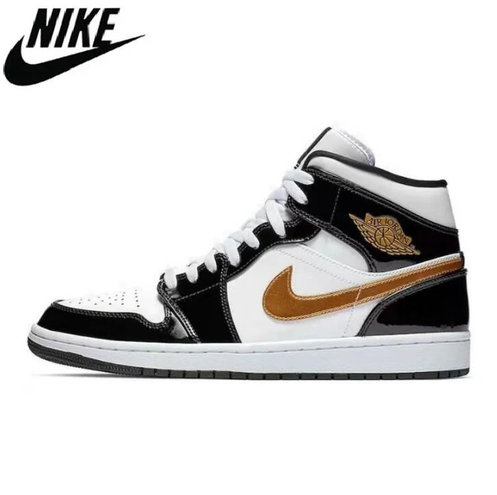

Nike Air Jordan 1 Zapatistas Retro Negro finger of the leather mujeres de los hombres zapatillas de ballons de sport