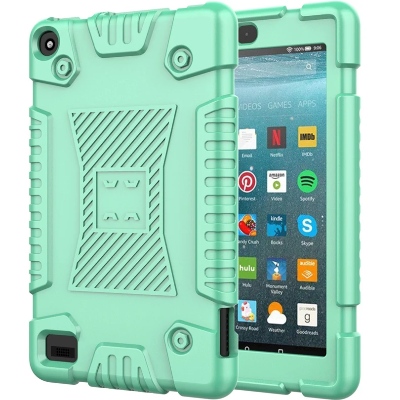 Mint Green Чехол для Amazon Kindle Fire7, серия,,,, чехол для планшета, для детей, противоударный, силиконовый, прочный, для чтения, PC, чехол, 7 дюймов, A4 - Цвет: Mint Green