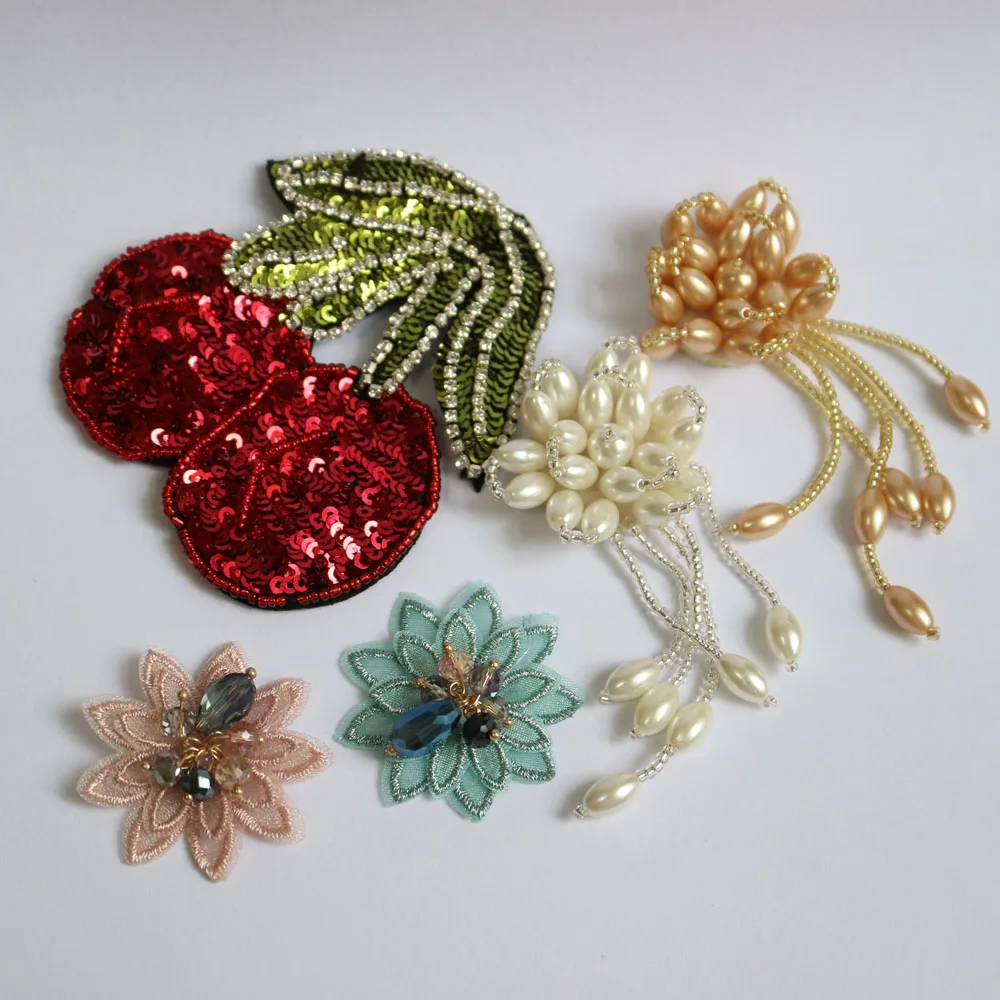 Нашивки с вышитыми цветами вишни для одежды декоративная заплатка parches bordados para ropa