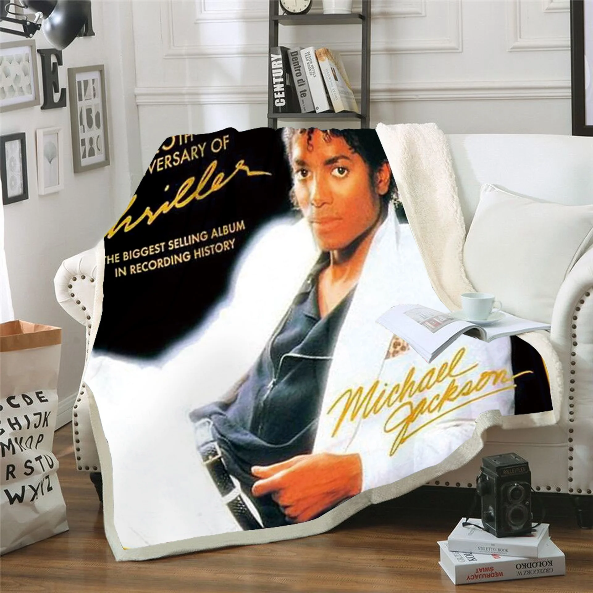 

Michael Jackson 3D Printed Sherpa Blanket Couch Quilt Cover Travel Bedding Outlet Velvet Plush Throw Fleece Blanket Bedspread 02