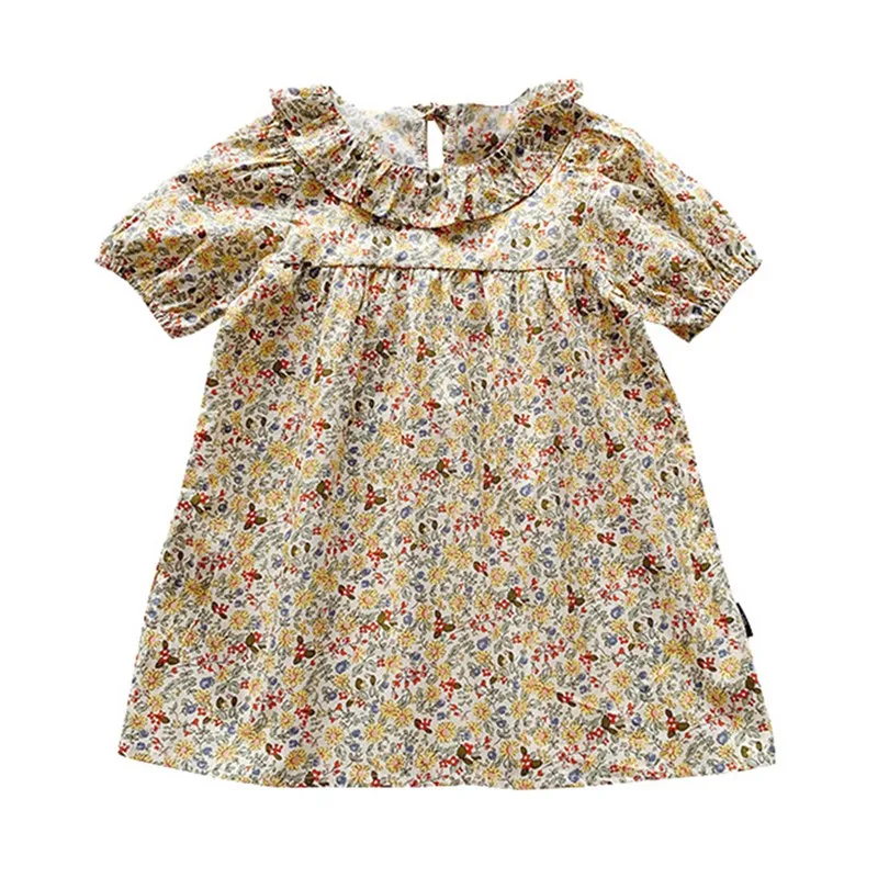 

Summer Girls Dress Short Sleeve Pattern Dress Cute Kids Party Floral Dresses for girls Princess Dress