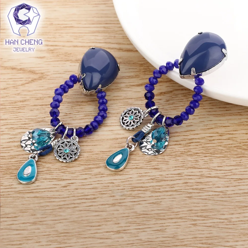 HanCheng новые полимерные богемные длинные висячие серьги-клипсы в стиле бохо форме