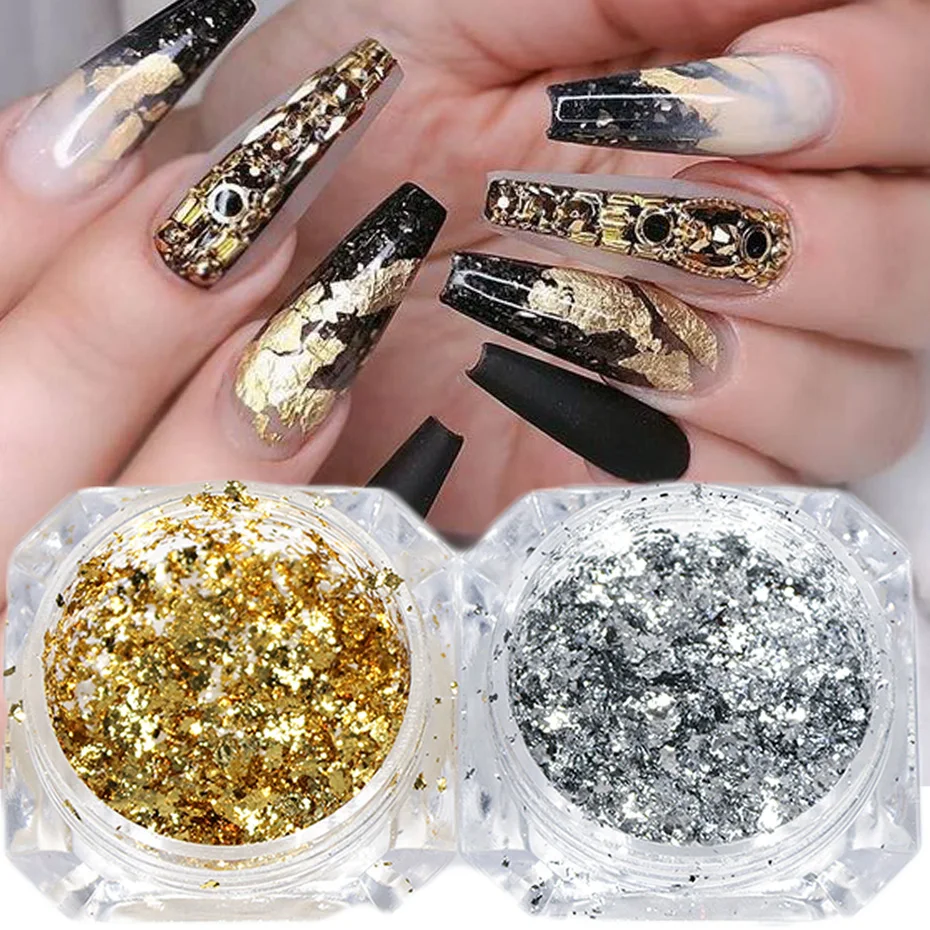 1 шт Платина Блестящий Порошок для ногтей Золотой Серебряный голографический