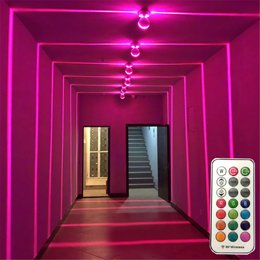 

Thrisdar 10W RGB Creative LED Wall Light With Remote Nordic Designer Hotel Restuarant Corridor Aisle KTV Bar Wall Lamps