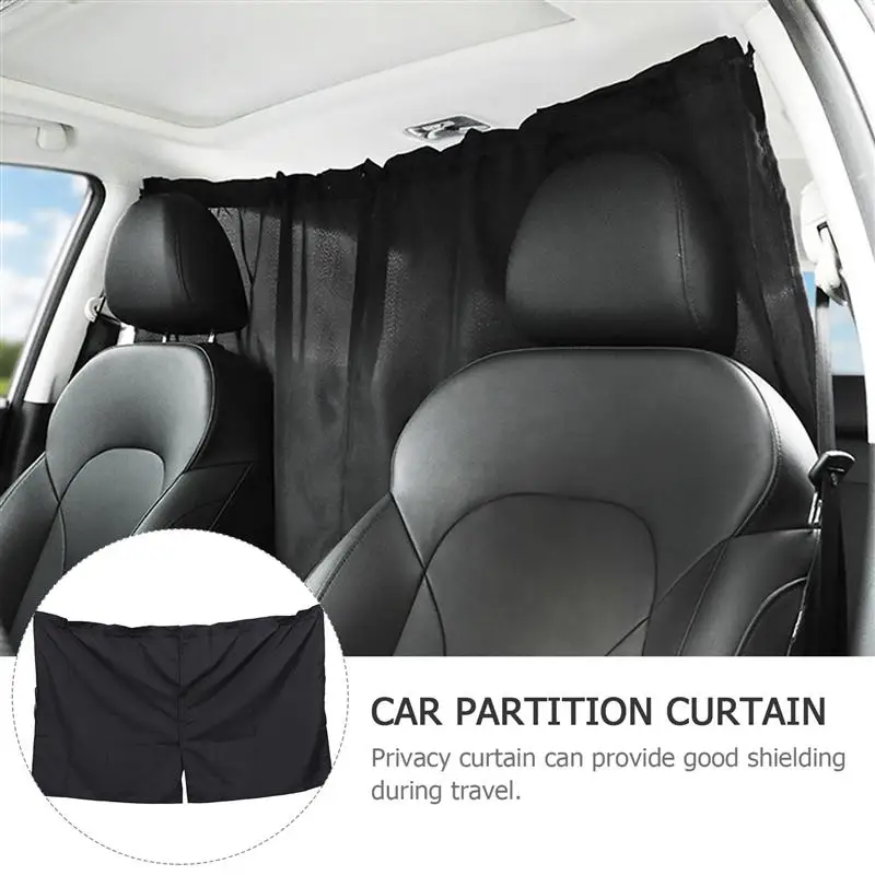 

Car Front and Rear Partition Curtain Removable Divider Sun Shade (Black)