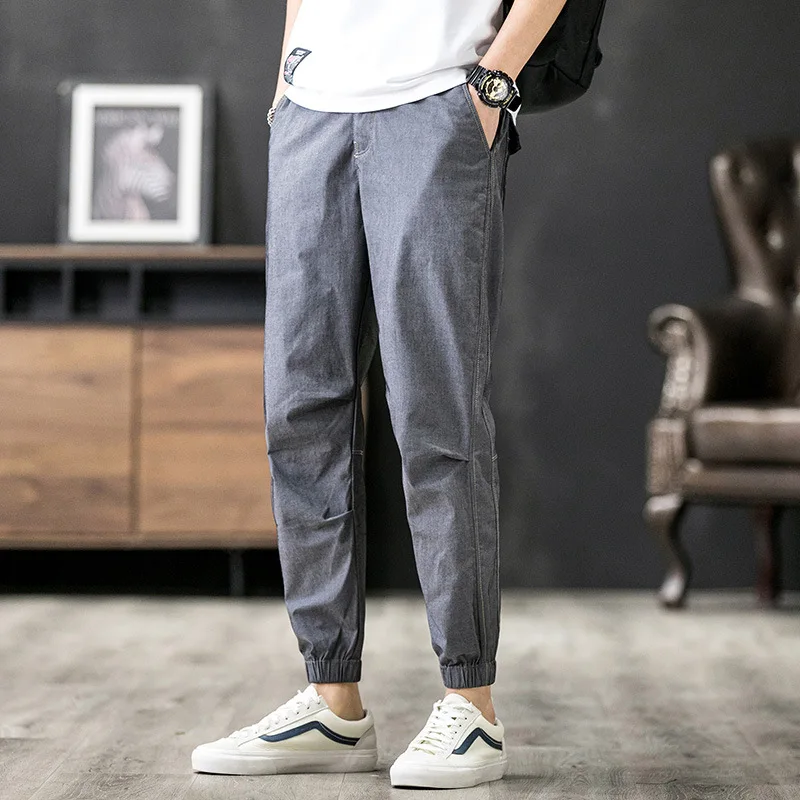 

Винтажные мужские джинсы длиной до щиколотки в японском стиле размера плюс однотонные синие брюки джинсовые мужские брюки 2020 мужская одежд...