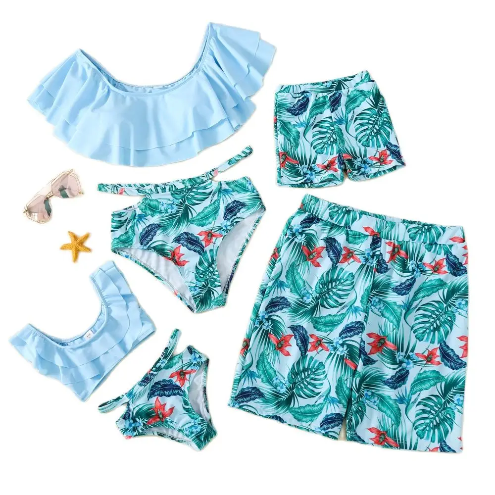 Новейший летний богемный семейный купальник комплект бикини для матери и дочери